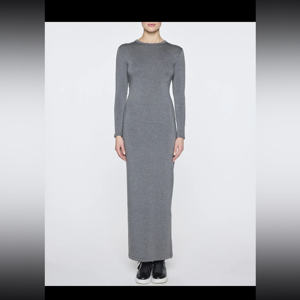 Bleusalt The Long Sleeve Crew Maxi Dress Gray - Size 1